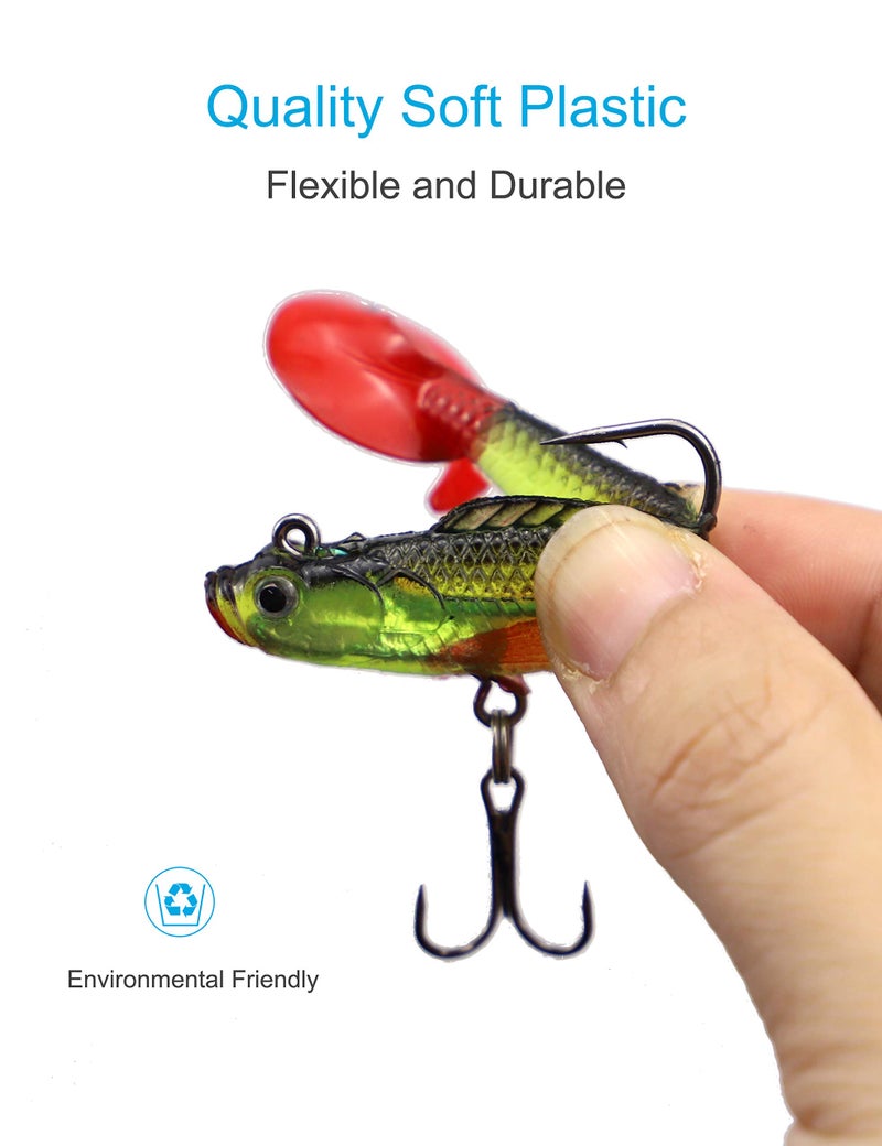 Facikono Lures for Bass Jig Head Soft Swimbait, 6-Pack 6 Colors Plastic Bait for Saltwater/Freshwater Fishing - Image 2